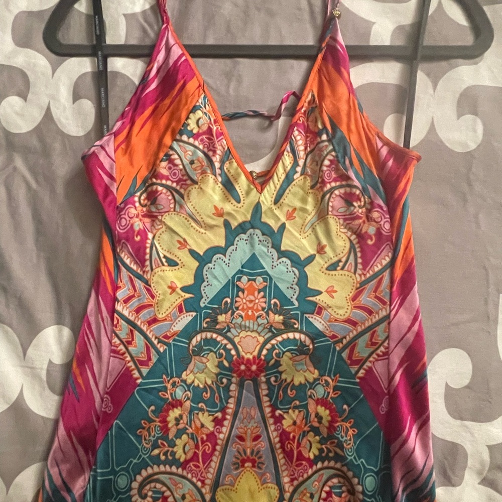 Marciano Multicolor Paisley Maxi Dress - Orange, Pink, Yellow, Blue - Picture 3 of 5
